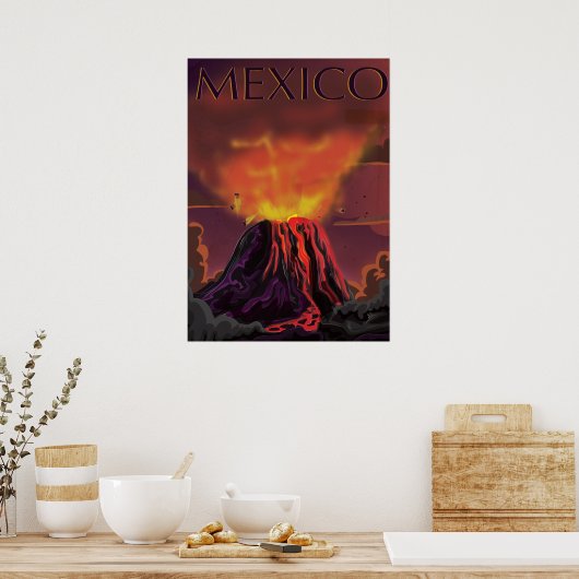Mexico Vulkandreiging Reisposter Poster (Keuken)