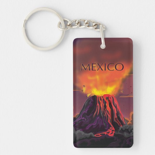 Mexico Vulkandreigingsposter Sleutelhanger (Voorkant)