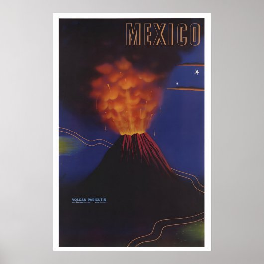 Mexico Vulkane Paricutin Reisposter - Ingelijst Poster (Voorkant)