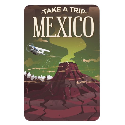 Mexico Vulkane vintage reisposter Magneet (Verticaal)