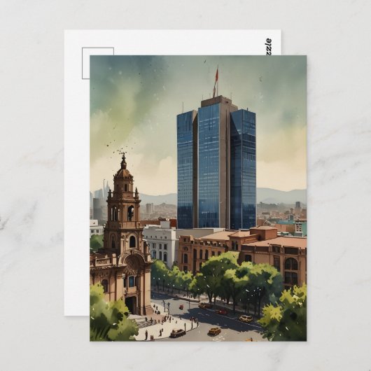 Mexico waterverf kunst briefkaart (Voorkant / Achterkant)