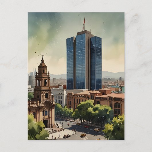 Mexico waterverf kunst briefkaart (Voorkant)