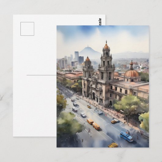 Mexico waterverf kunst briefkaart (Voorkant / Achterkant)
