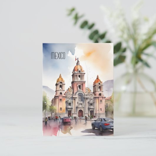 Mexico waterverf kunst briefkaart (Staand voorkant)