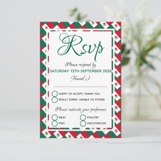 MEXICO Wedding Celebration RSVP Kaartje (Staand voorkant)