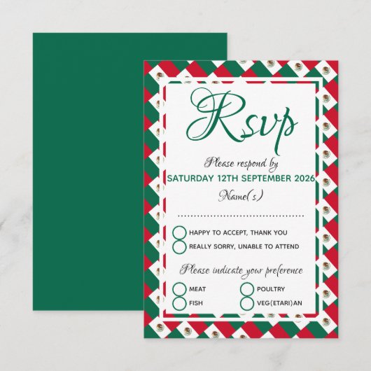 MEXICO Wedding Celebration RSVP Kaartje (Voorkant / Achterkant)