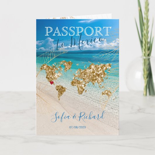 Mexico Wedding Destination Passport Map QR code (Voorkant)
