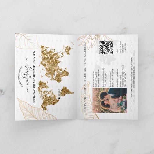 Mexico Wedding Destination Passport Map QR code (Binnen)