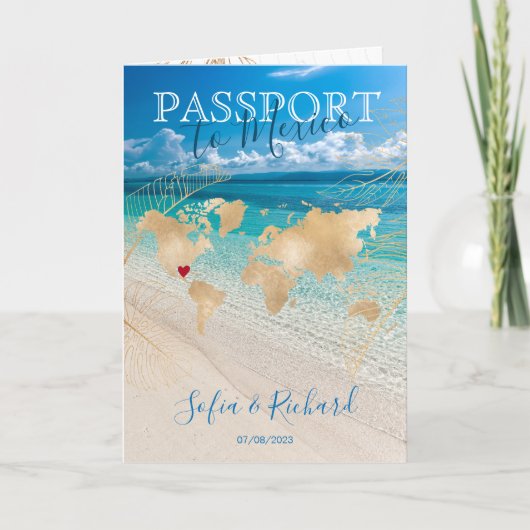Mexico Wedding Destination Passport Map QR code (Voorkant)