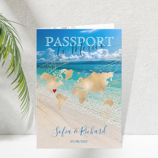 Mexico Wedding Destination Passport Wereldkaart IV