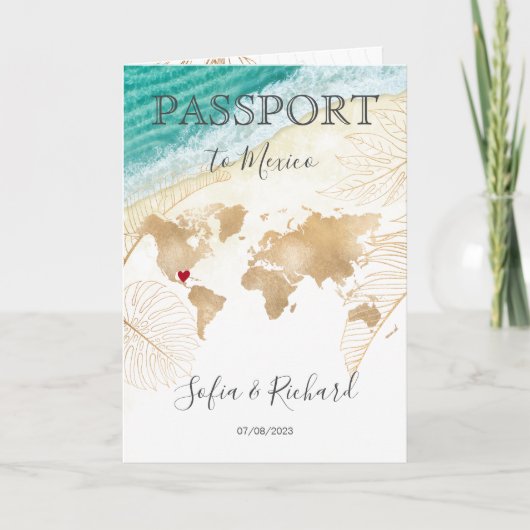 Mexico Wedding Destination Passport Wereldkaart IV (Voorkant)