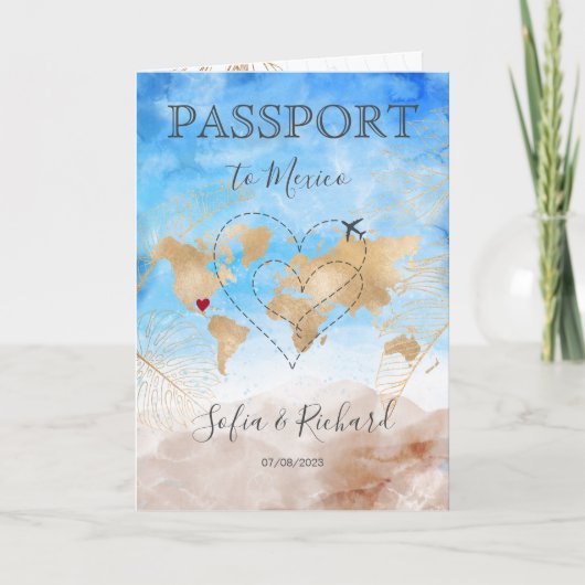 Mexico Wedding Destination Passport World Heart in (Voorkant)