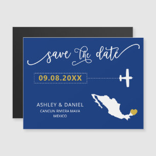 Mexico Wedding Save the Date Card, Map Magnetische Uitnodiging