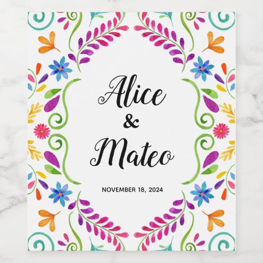 Mexico Wedding Theme Wine Bottle Labels Wijn Etiket (Enkel label)
