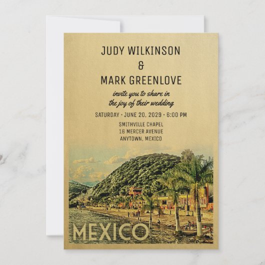 Mexico Wedding Vintage Midden-eeuwse Uitnodiging t (Voorkant)