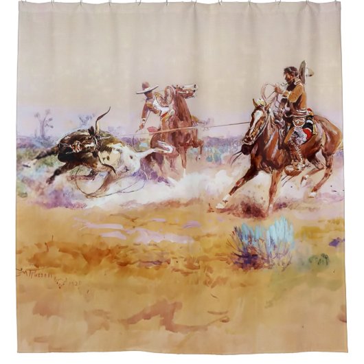 Mexico - Westerne kunst door Charles M Russell Douchegordijn (Voorkant)