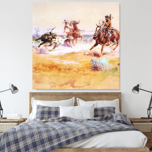 Mexico - Westerse Kunst door Charles M Russell Canvas Afdruk (Insitu (Slaapkamer))