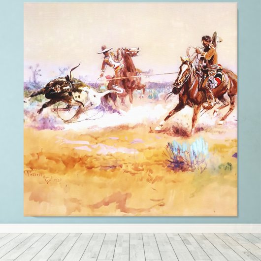 Mexico - Westerse Kunst door Charles M Russell Canvas Afdruk (Insitu (Houten vloer))
