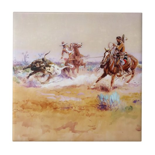 Mexico - Westerse kunst van Charles M Russell Tegeltje (Voorkant)