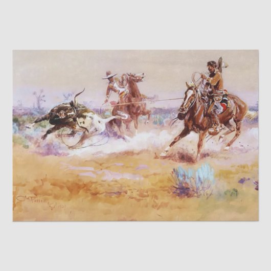 Mexico - Westerse kunst van Charles M Russell Tissuepapier (Voorkant)