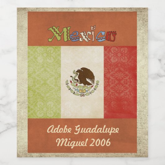 Mexico Wijnlabel Wijn Etiket (Enkel label)