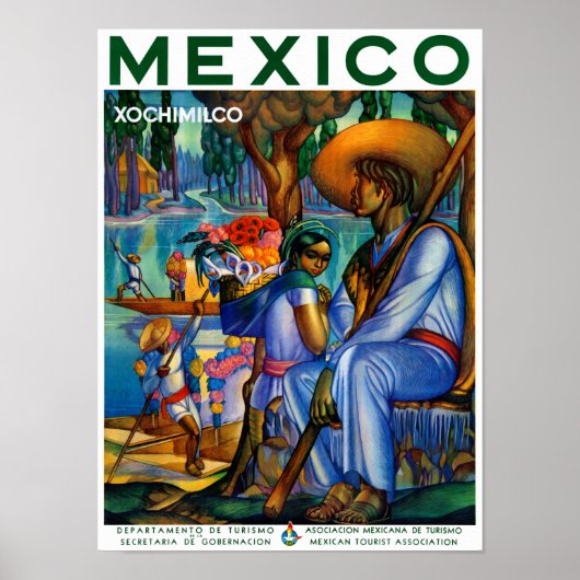 Mexico Xochimilco Vintage Poster hersteld (Voorkant)