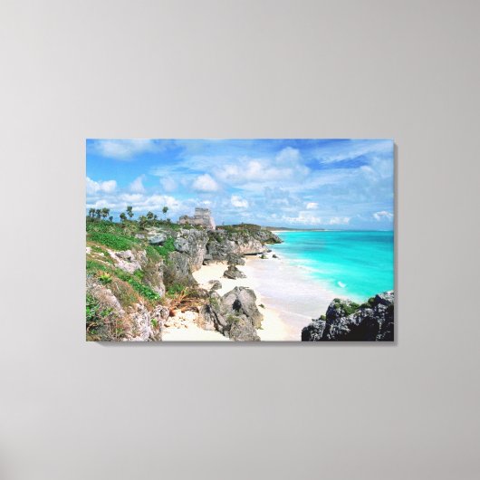 Mexico, Yucatan, schiereiland, Tulum-ruïnes, Mayan Canvas Afdruk (Voorkant)