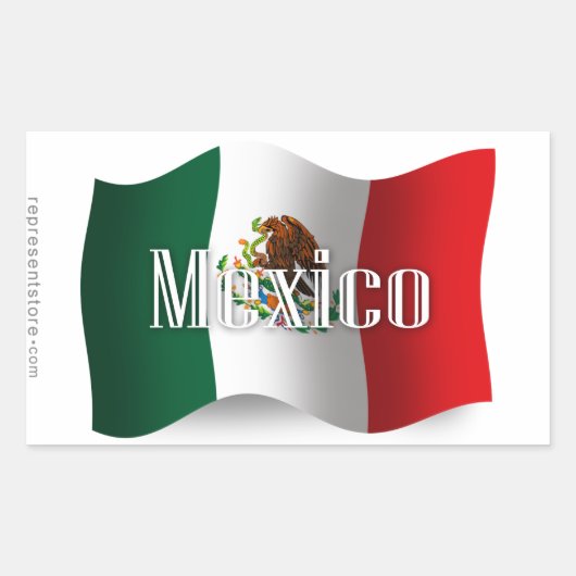 Mexico zwaaiende vlag rechthoekige sticker (Voorkant)