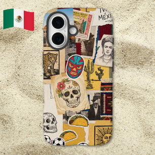 Mexicore Collage Mexicaans Erfgoed Scrapbook Kunst iPhone 16 Hoesje