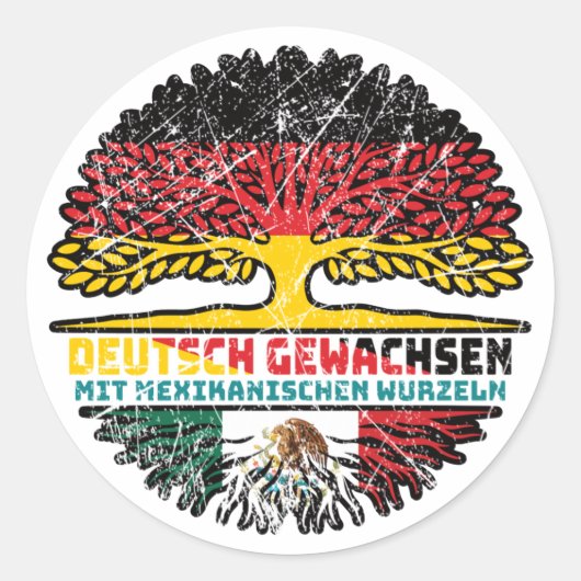 Mexiko Mexikanisch Deutsch Deutschland Baum Wurzel Ronde Sticker (Voorkant)