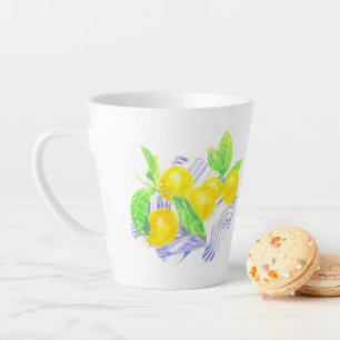 Meyer-citroenen voor keukenhanddoek latte mok