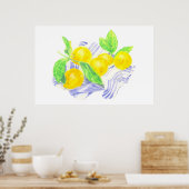 Meyer-citroenen voor keukenhanddoek poster (Keuken)