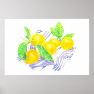 Meyer-citroenen voor keukenhanddoek poster