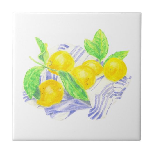 Meyer-citroenen voor keukenhanddoek tegeltje (Voorkant)