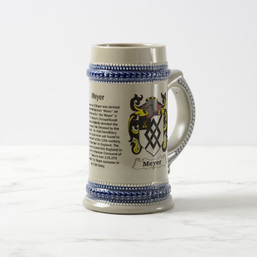 Meyer Family Coat of Arms Stein Bierpul (Voorkant rechts)