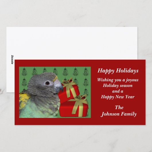 Meyers Parrot Animal Christmas Holiday Kaart (Voorkant / Achterkant)
