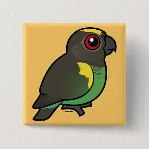 Meyer's Parrot Vierkante Button 5,1 Cm