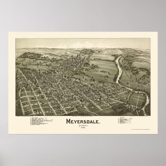 Meyersdale, PA Panoramische Kaart - 1900 Poster (Voorkant)