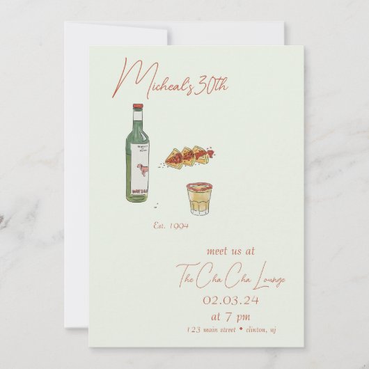 Mezcal Taco Nacht Verjaardag Uitnodiging (Voorkant)