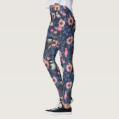 Mezen in de wilde roos in roze en blauw leggings (Links)