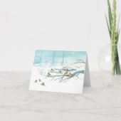 Mezen sijzen, Roodborstjes & Besneeuwd winterbos Feestdagen Kaart (Voorkant)