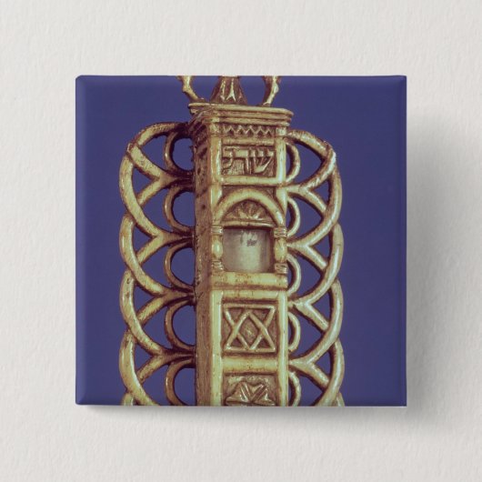 Mezuzah Hoesje Vierkante Button 5,1 Cm (Voorkant)