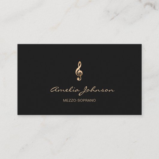 Mezzo Sopraan Gold Treble Clef Muziek Elegant Visitekaartje (Voorkant)