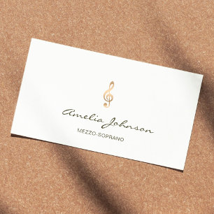 Mezzo Sopraan Gouden Treble Clef Elegant Wit Visitekaartje