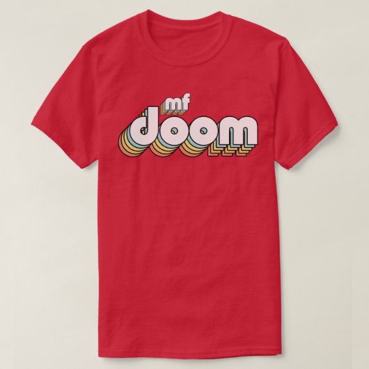 MF Doom Retro Rainbow Typografie Vervaagd Stijl T-shirt (Design voorkant)