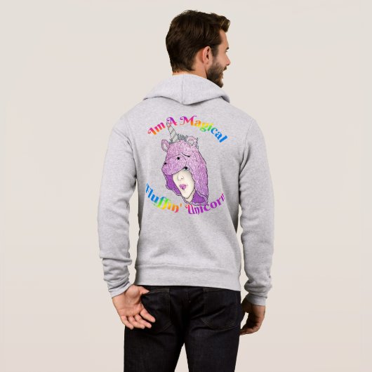 MF Unicorn Mannen Bella+Canvas Full-Zip Hoodie (Achterkant volledig)