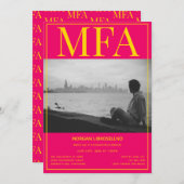 MFA Roze Geel Foto Afstuderen Kaart (Voorkant / Achterkant)