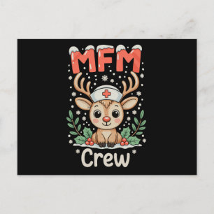 MFM-verpleegster crew rendier Kerstmis Kerstvakant Feestdagenkaart