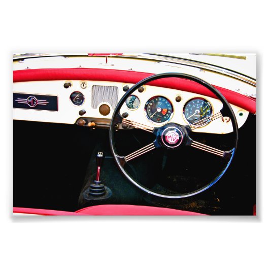 MG A Klassieke British Sports Car Interior Foto Afdruk (Voorkant)
