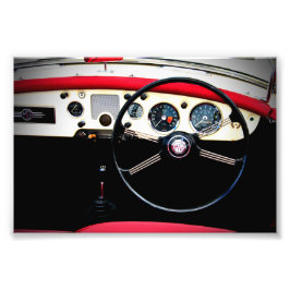 MG A Klassieke British Sports Car Interior Foto Afdruk